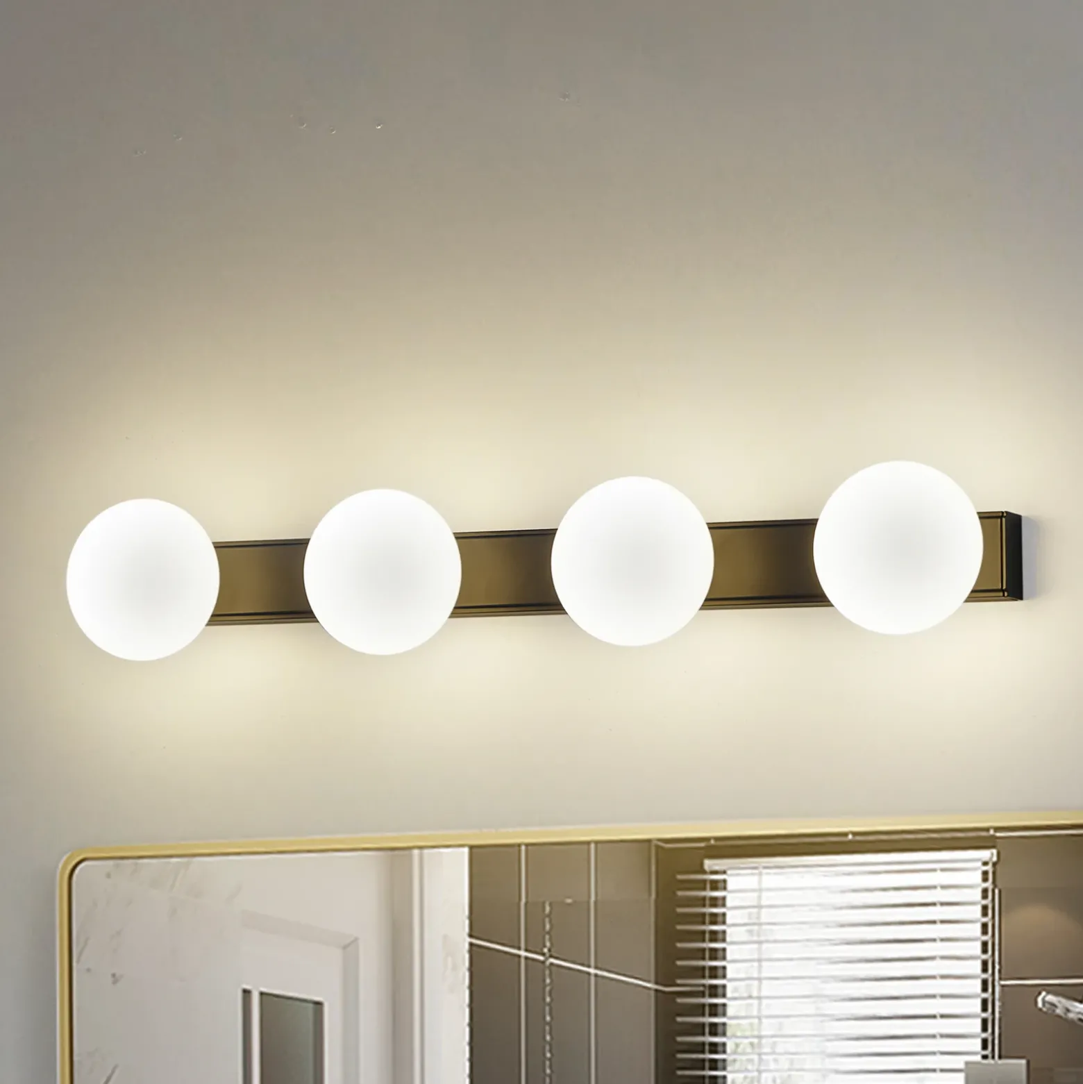 Lucande aplique de pared LED para baño Myrra, negro, cristal, 60 cm, IP44