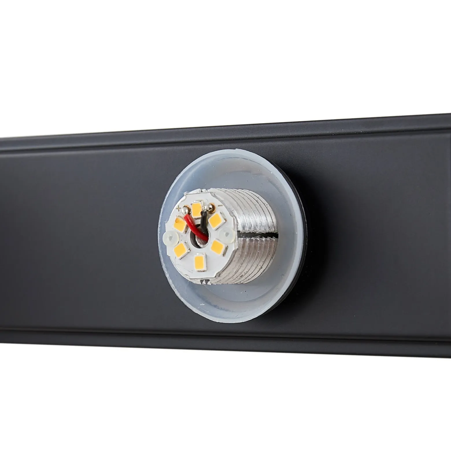 Lucande aplique de pared LED para baño Myrra, negro, cristal, 60 cm, IP44