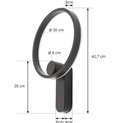 Lucande Aplique de pared LED Yekta, indirecto, negro, atenuable