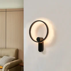 Lucande Aplique de pared LED Yekta, indirecto, negro, atenuable
