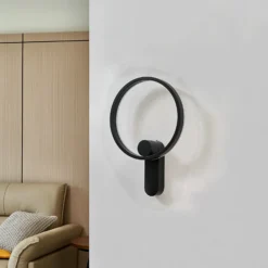 Lucande Aplique de pared LED Yekta, indirecto, negro, atenuable