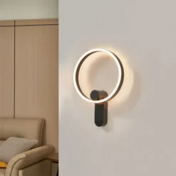 Lucande Aplique de pared LED Yekta, directo, negro, atenuable