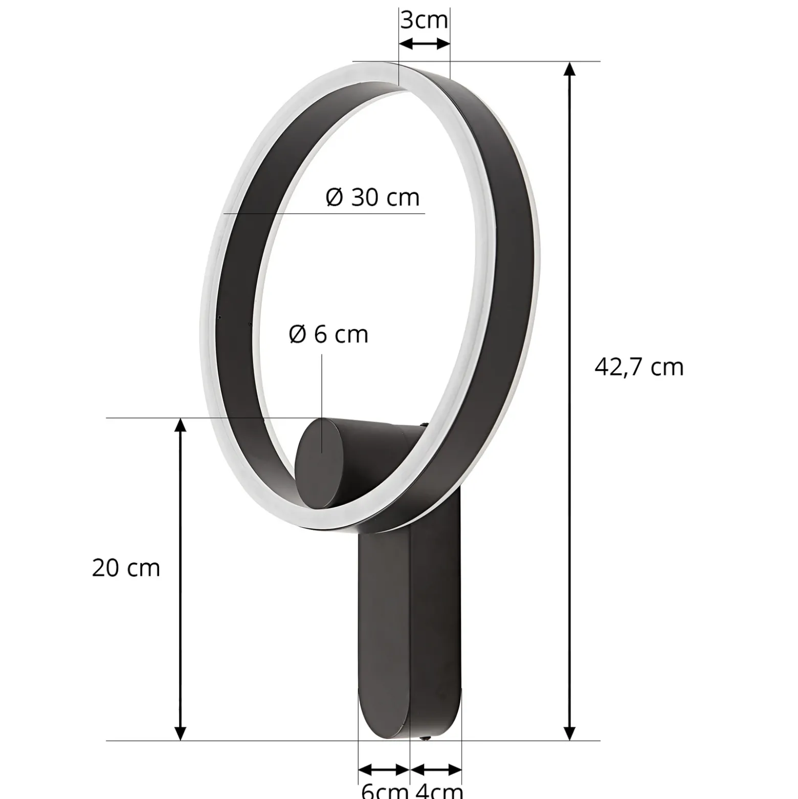 Lucande Aplique de pared LED Yekta, directo, negro, atenuable