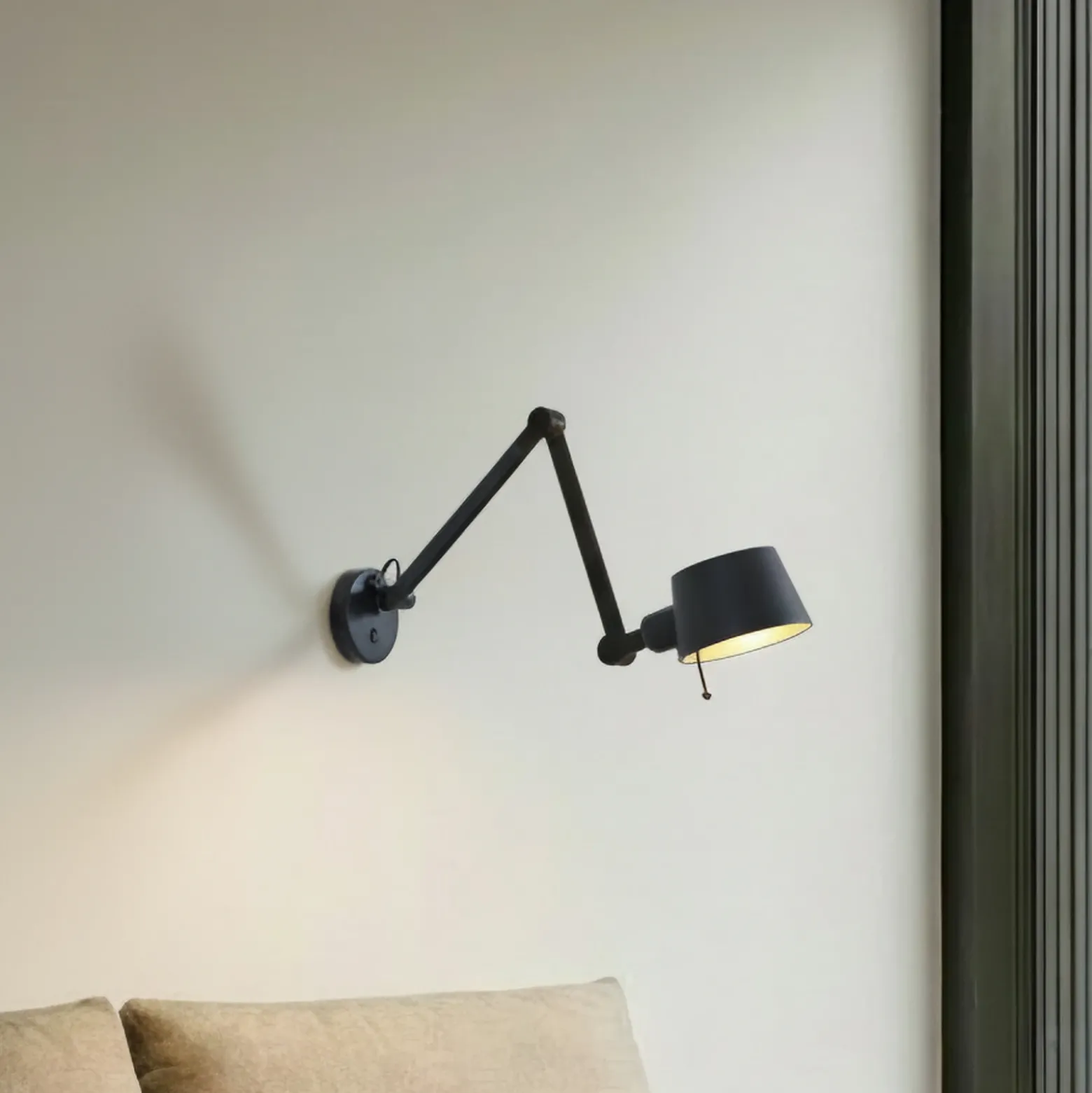 Lucande aplique de pared Silka, negro, metal, 9,5 cm de altura
