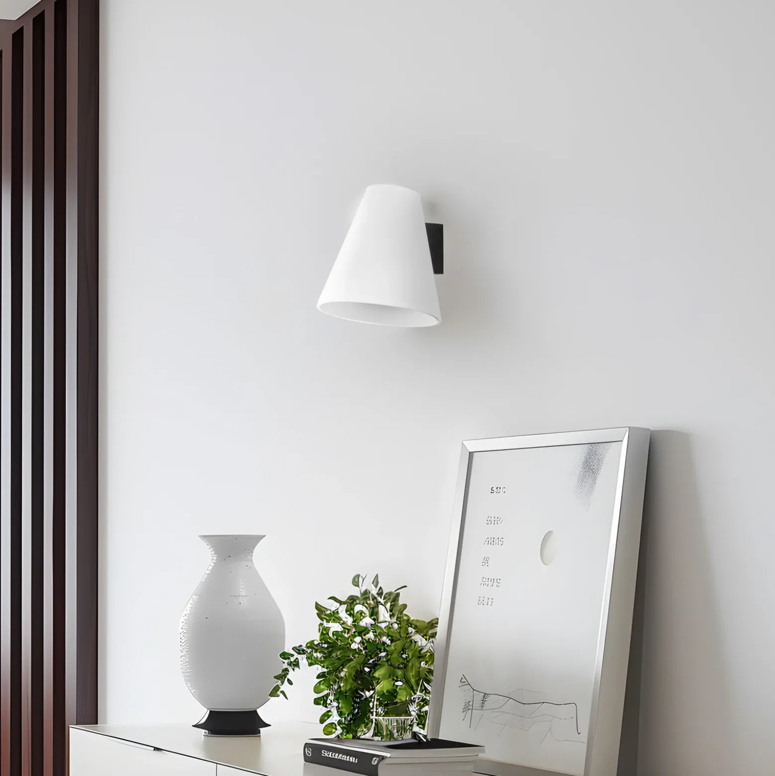 Lucande aplique de pared Timido, blanco/negro, cristal, 16,5 cm de altura