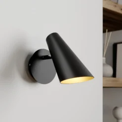 Lucande aplique de pared Wibke, altura 24 cm, negro, dorado, metal