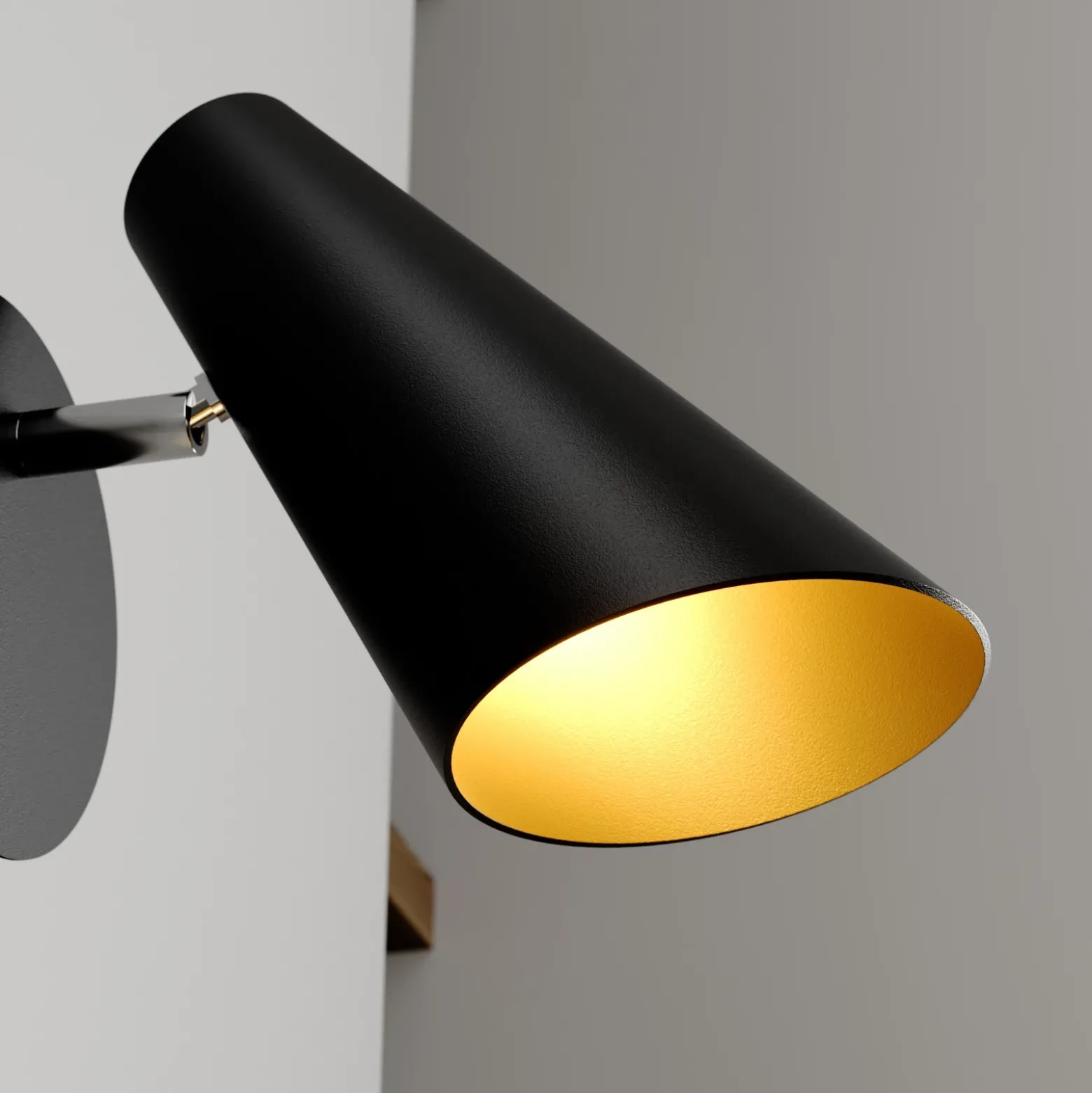 Lucande aplique de pared Wibke, altura 24 cm, negro, dorado, metal