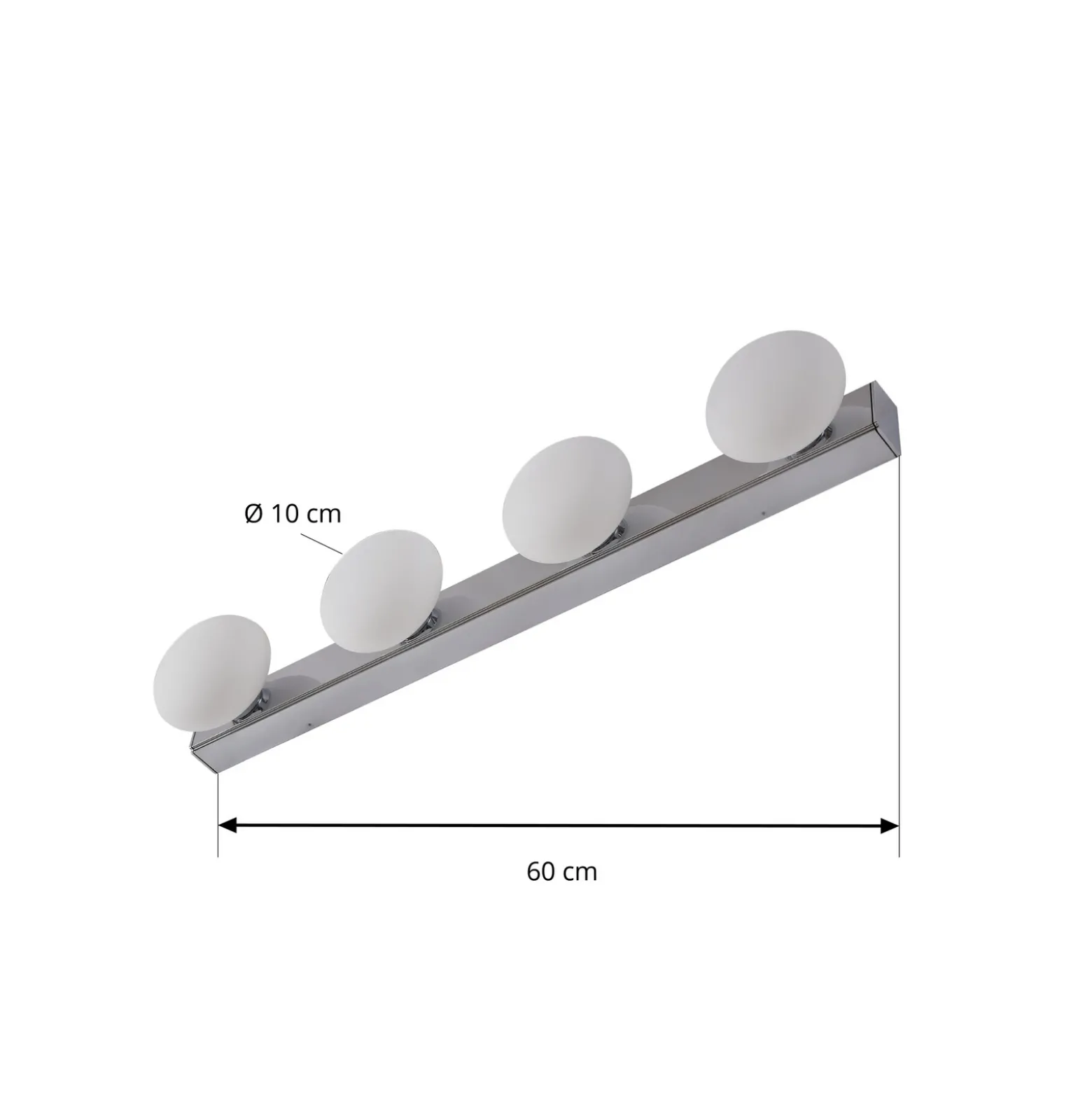 Lucande aplique LED para baño Myrra, cromo, cristal, 60 cm, IP44