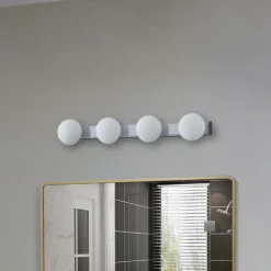 Lucande aplique LED para baño Myrra, cromo, cristal, 60 cm, IP44