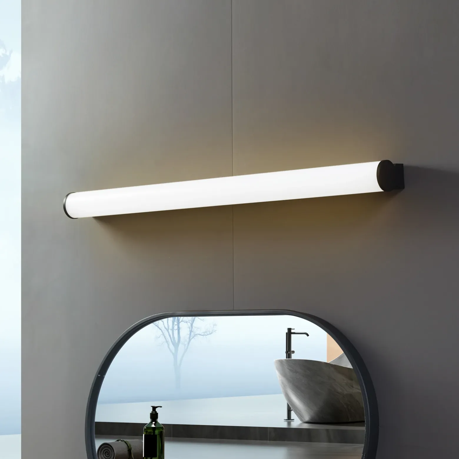 Lucande aplique LED para baño Vilmara, negro, metal, IP44
