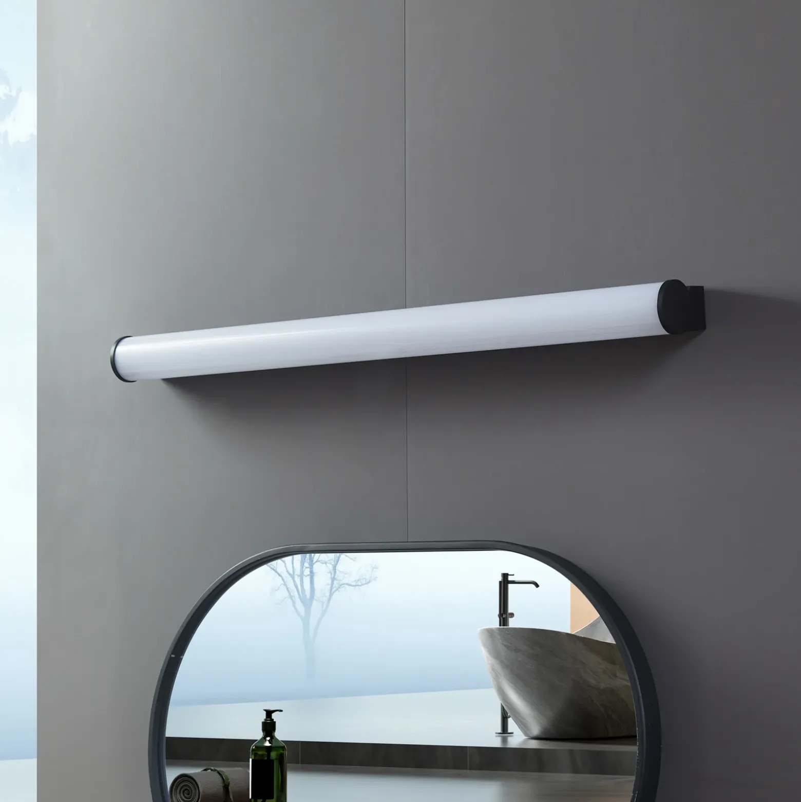 Lucande aplique LED para baño Vilmara, negro, metal, IP44