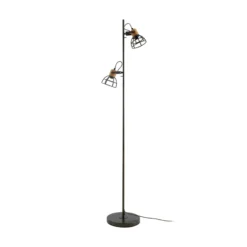 Lucande Arinthea lámpara de pie, 2 luces, negro, acero, E14