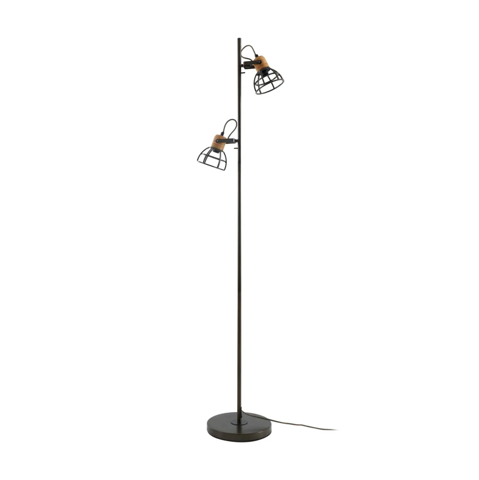 Lucande Arinthea lámpara de pie, 2 luces, negro, acero, E14