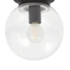 Lucande Badolo plafón, negro, cristal, Ø 15 cm, IP44