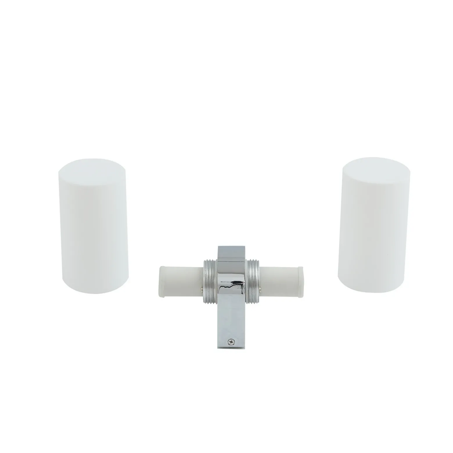 Lucande Basolo aplique para baño, cromo, altura 31,5cm, cristal, IP44