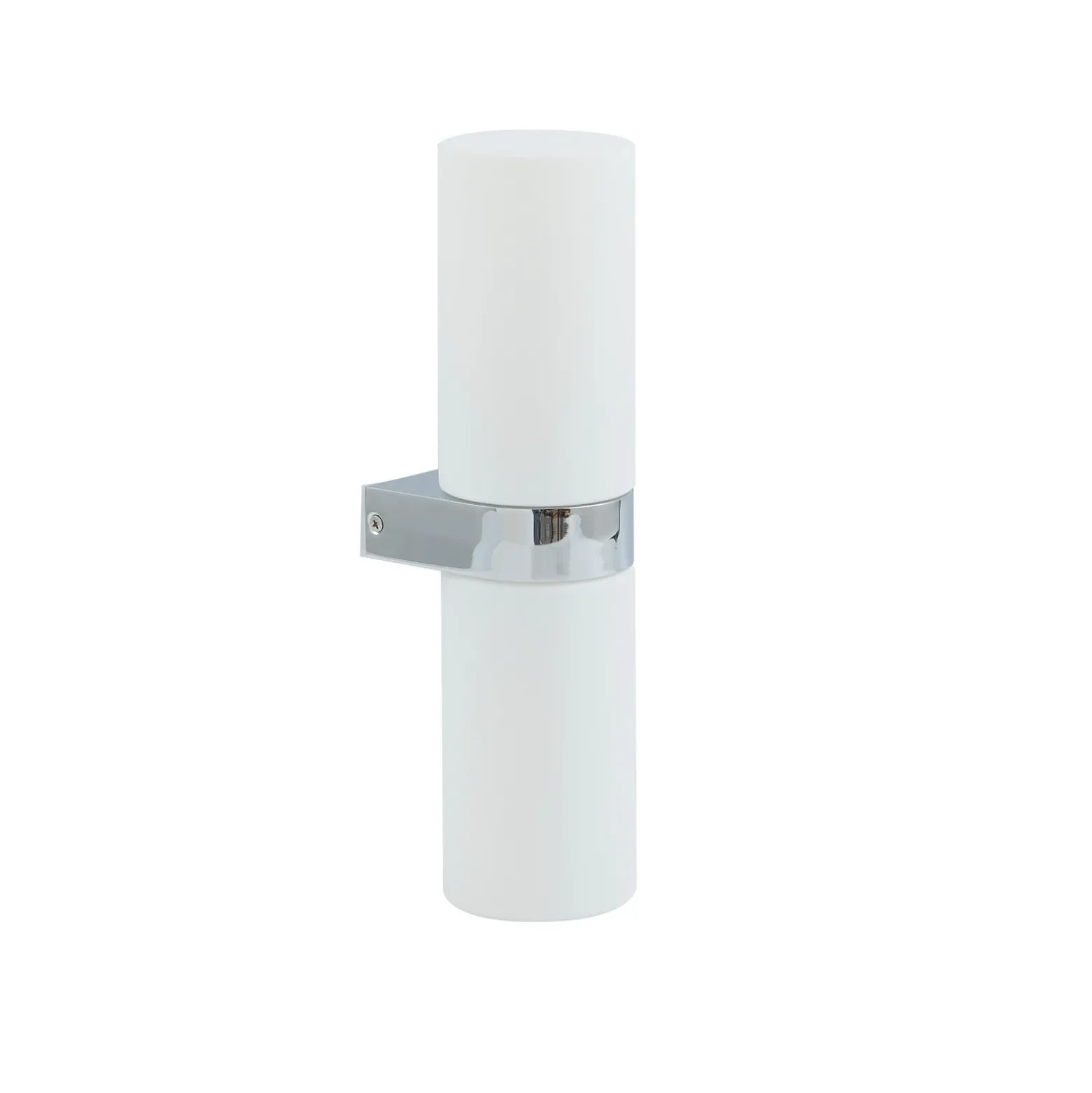 Lucande Basolo aplique para baño, cromo, altura 31,5cm, cristal, IP44