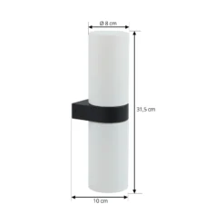 Lucande Basolo aplique para baño, negro, altura 31,5 cm, cristal