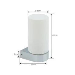 Lucande Basolo aplique para baño, cromo, altura 17,2 cm, cristal