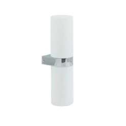 Lucande Basolo aplique para baño, cromo, altura 31,5cm, cristal, IP44