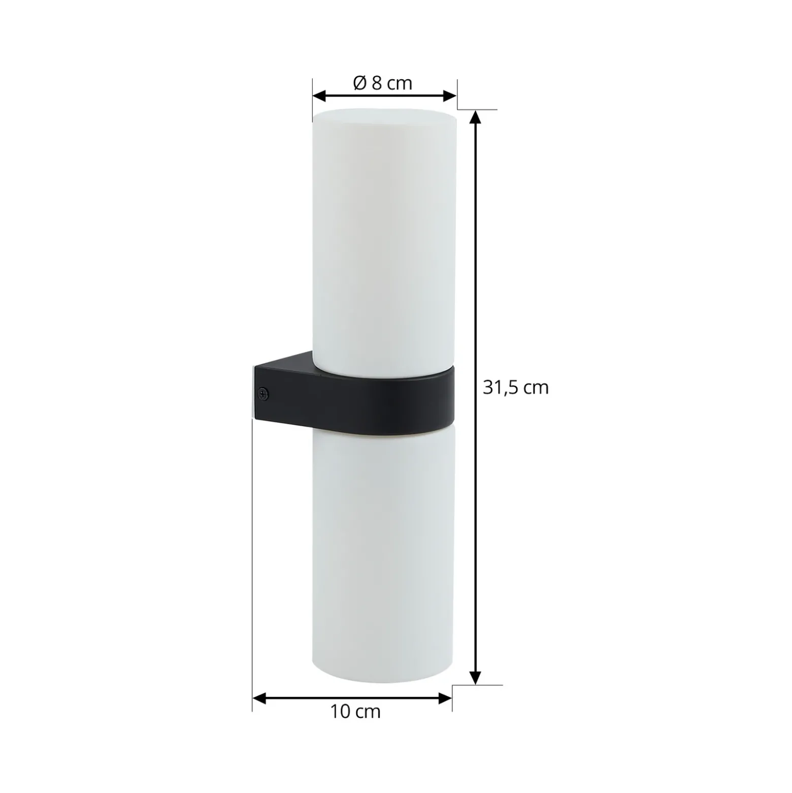 Lucande Basolo aplique para baño, negro, altura 31,5 cm, cristal