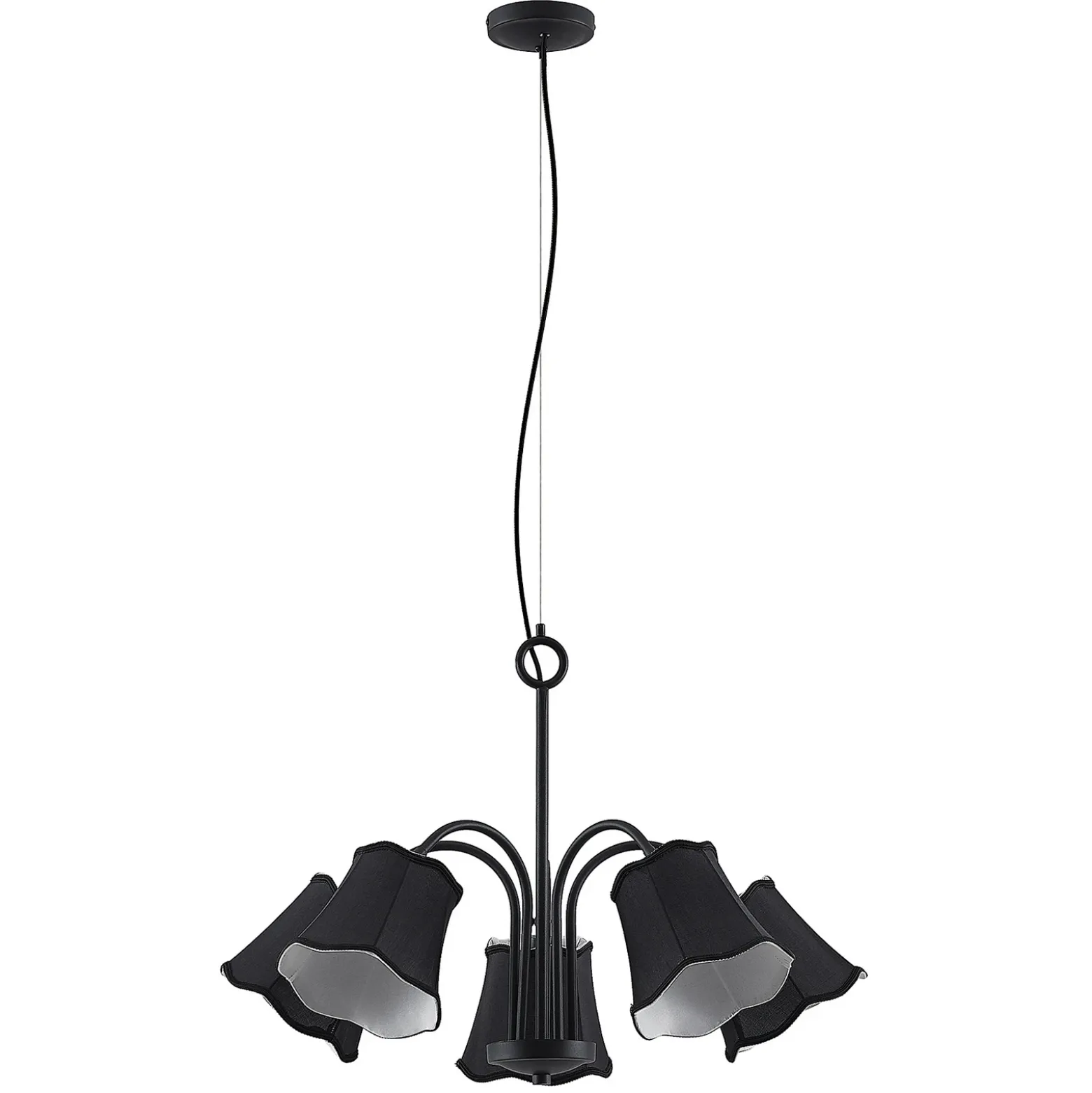 Lucande Binta lámpara colgante, 5 luces, negro