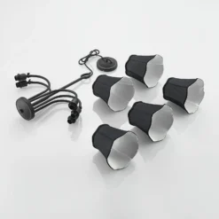 Lucande Binta lámpara colgante, 5 luces, negro