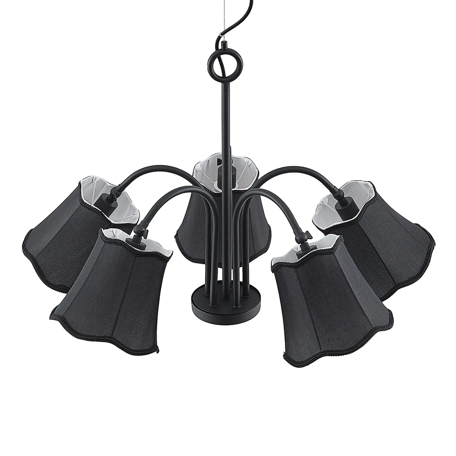 Lucande Binta lámpara colgante, 5 luces, negro