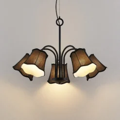 Lucande Binta lámpara colgante, 5 luces, negro