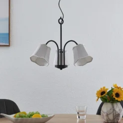 Lucande Binta lámpara colgante 3 luces, gris plata