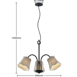 Lucande Binta lámpara colgante 3 luces, gris plata
