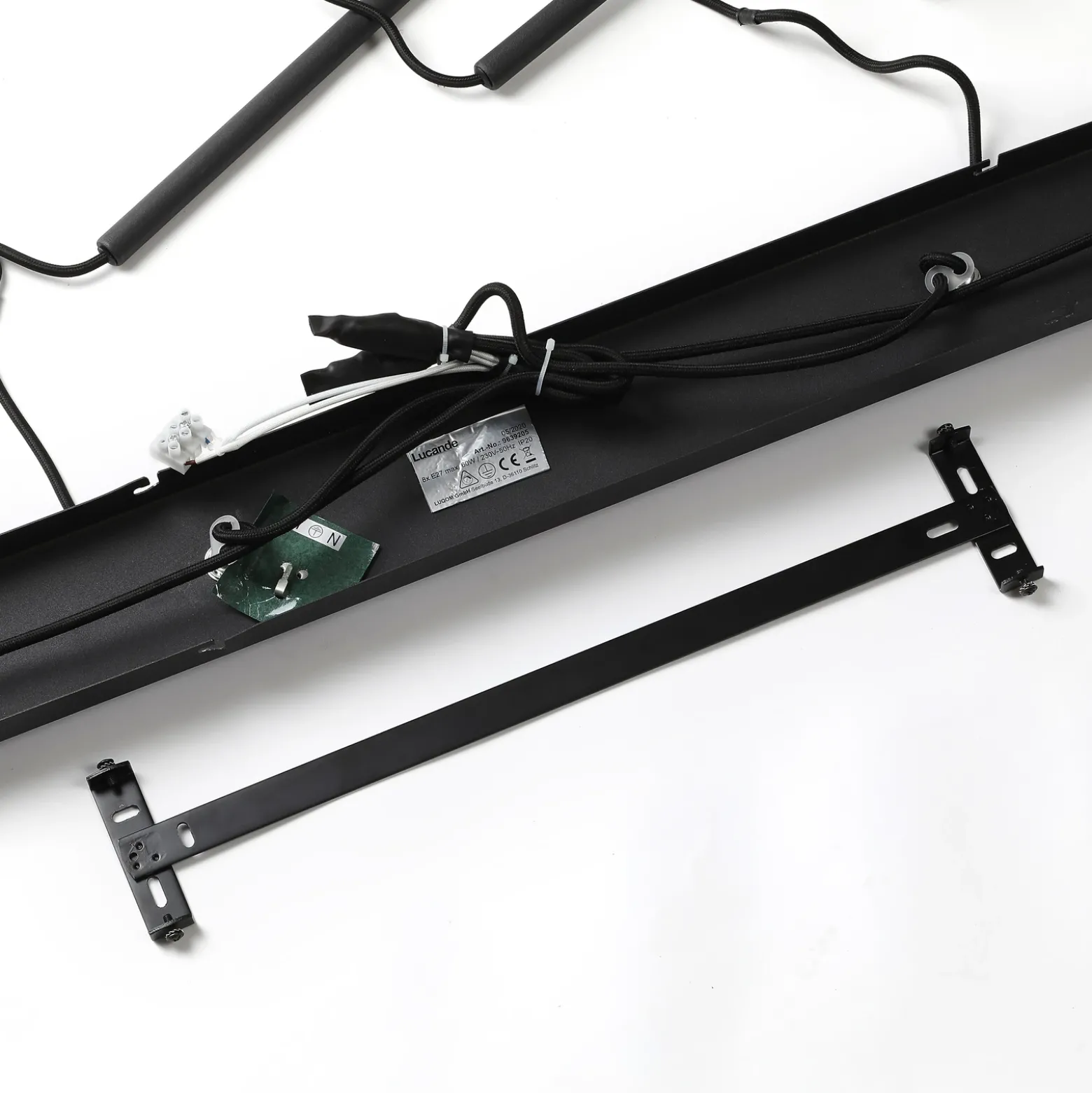 Lucande Carlea colgante 8 luces negro-latón