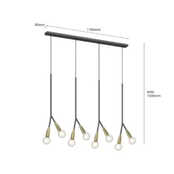 Lucande Carlea colgante 8 luces negro-latón