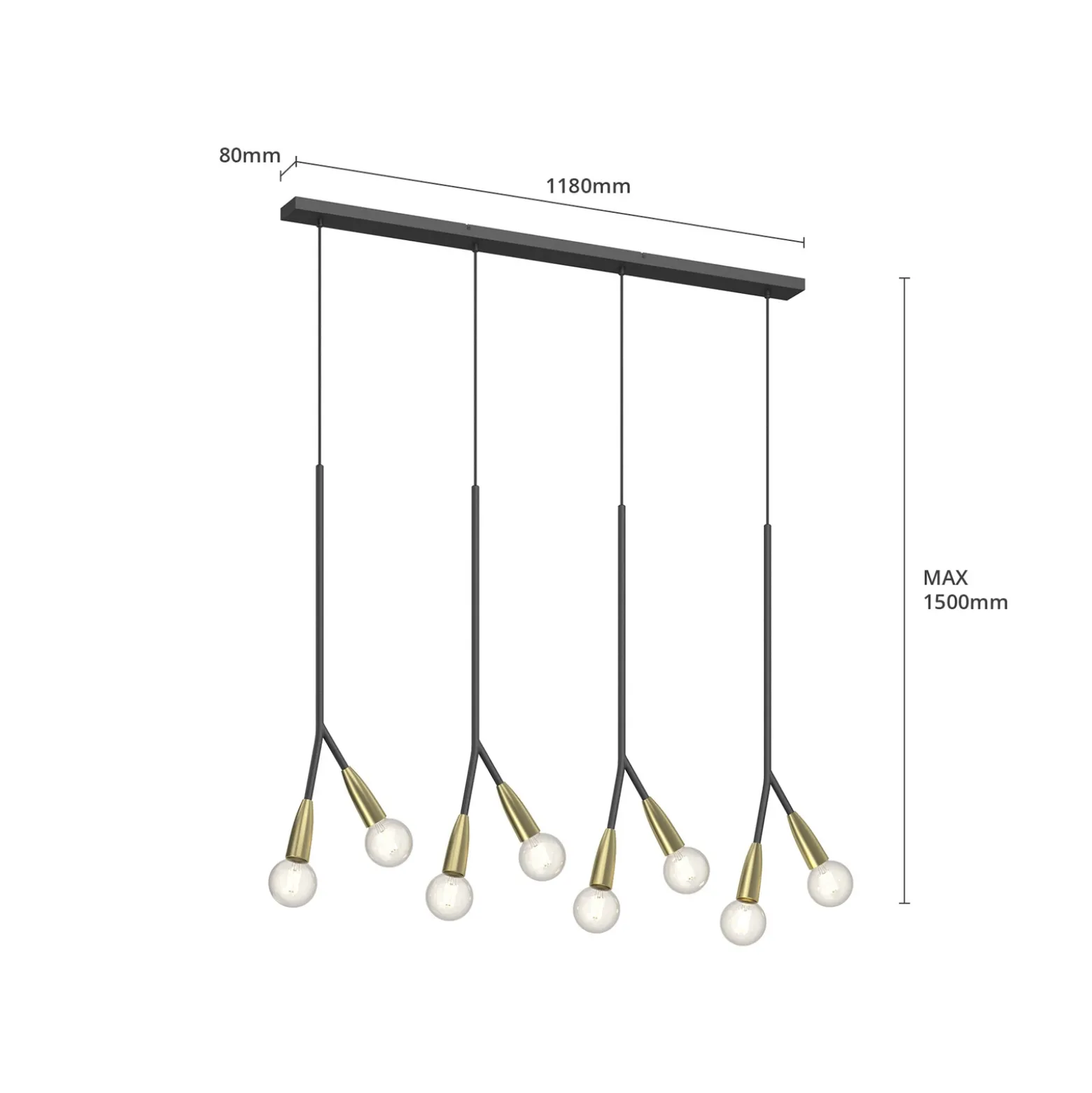 Lucande Carlea colgante 8 luces negro-latón