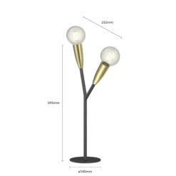 Lucande Carlea lámpara de mesa 2 luces latón negro