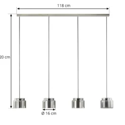 Lucande Diano lámpara colgante, gris humo, 4 luces