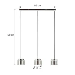 Lucande Diano lámpara colgante, gris humo, 3 luces