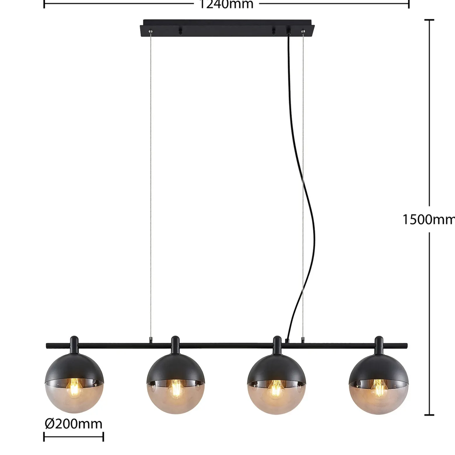 Lucande Dustian lámpara colgante, 4 luces
