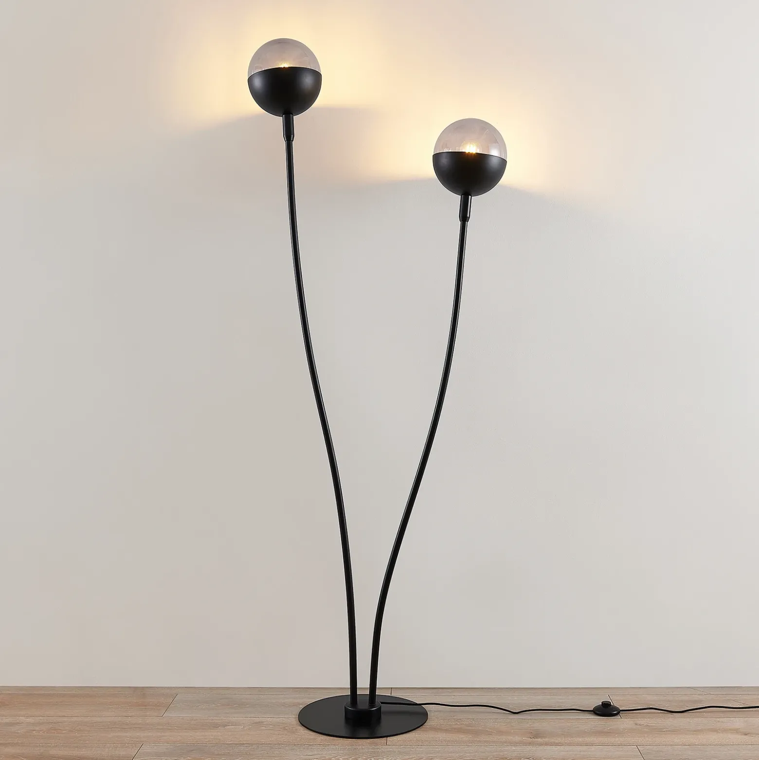 Lucande Dustian lámpara de pie, 2 luces