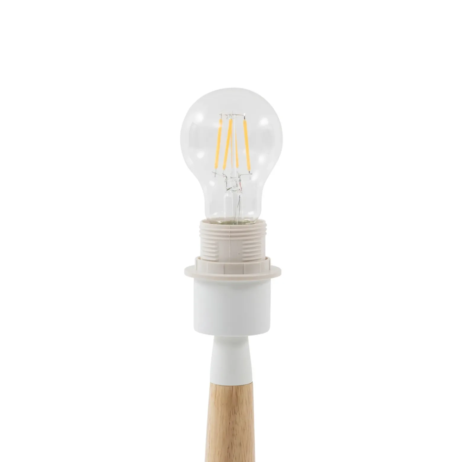Lucande Ellorin lámpara de mesa, blanco, madera, Ø 37 cm, E27