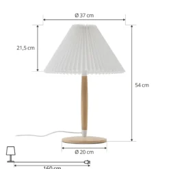 Lucande Ellorin lámpara de mesa, blanco, madera, Ø 37 cm, E27