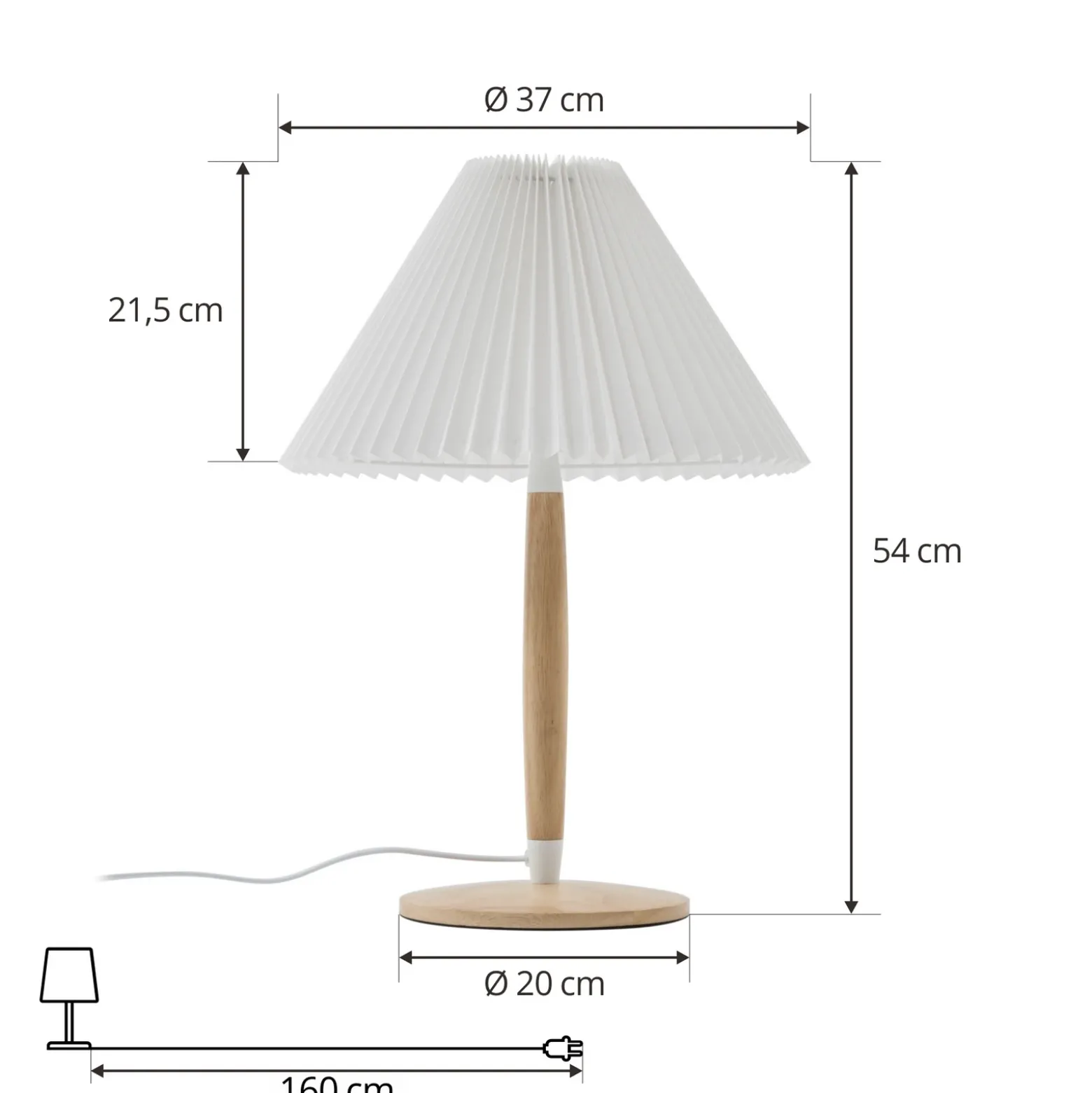 Lucande Ellorin lámpara de mesa, blanco, madera, Ø 37 cm, E27