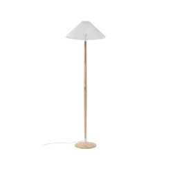 Lucande Ellorin lámpara de pie, blanco, madera, Ø 47,5 cm, E27