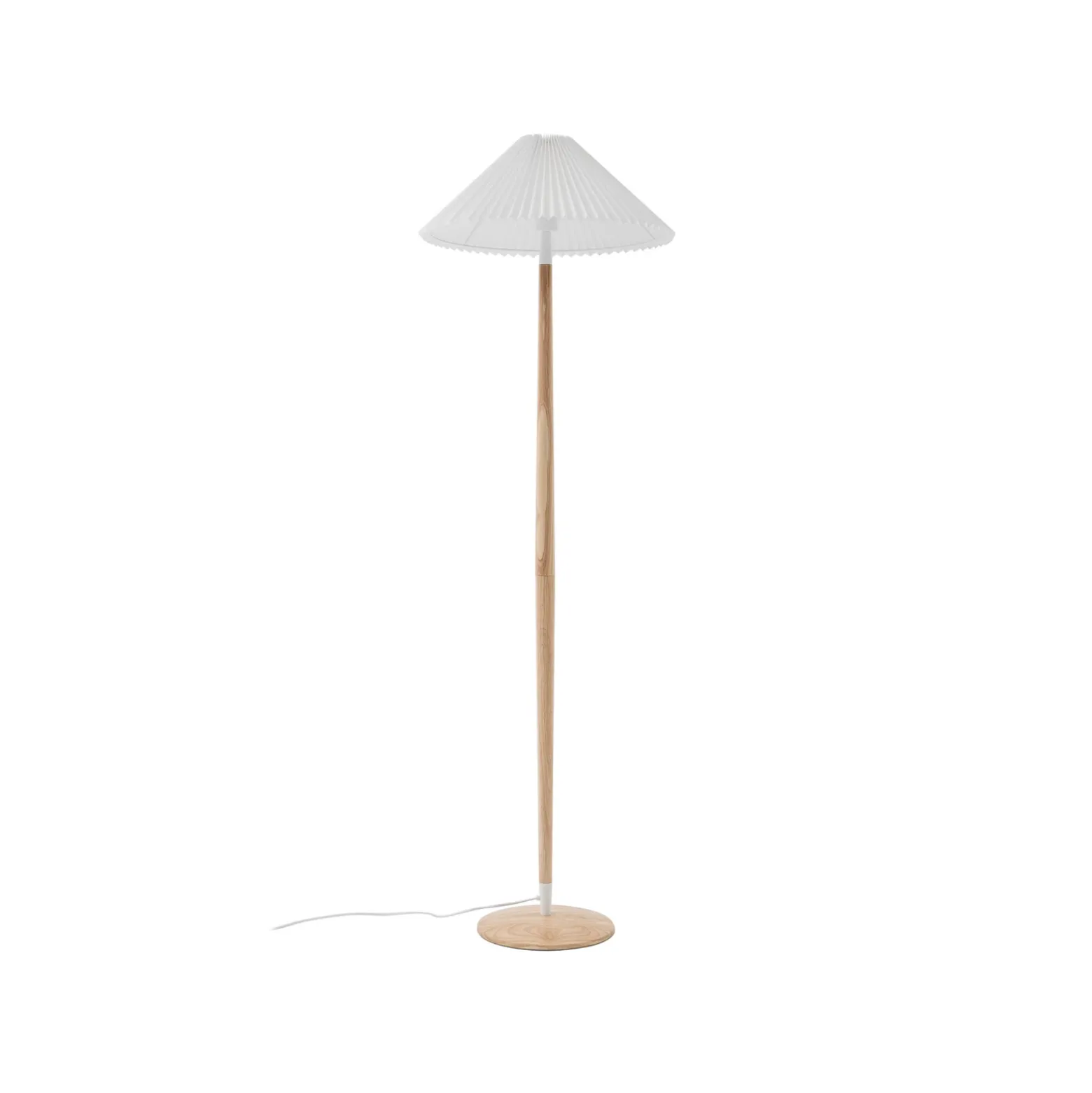 Lucande Ellorin lámpara de pie, blanco, madera, Ø 47,5 cm, E27