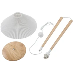 Lucande Ellorin lámpara de pie, blanco, madera, Ø 47,5 cm, E27