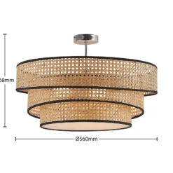 Lucande Elowen plafón, Ø 56 cm, ratán, bambú