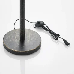 Lucande Evory lámpara de pie, 160 cm, 3 luces, negro/oro, G9