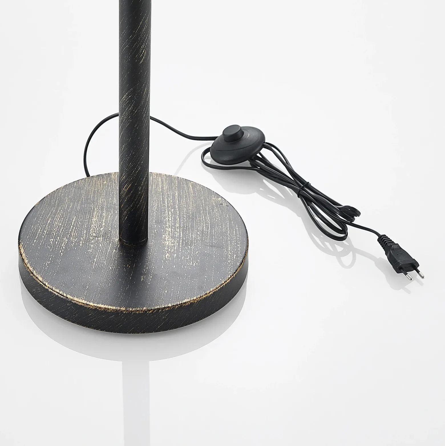 Lucande Evory lámpara de pie, 160 cm, 3 luces, negro/oro, G9