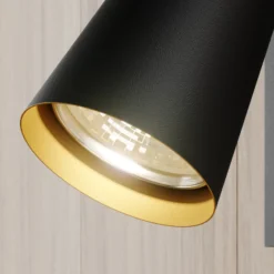 Lucande foco Angelina, negro/oro, metal, 1 luz.
