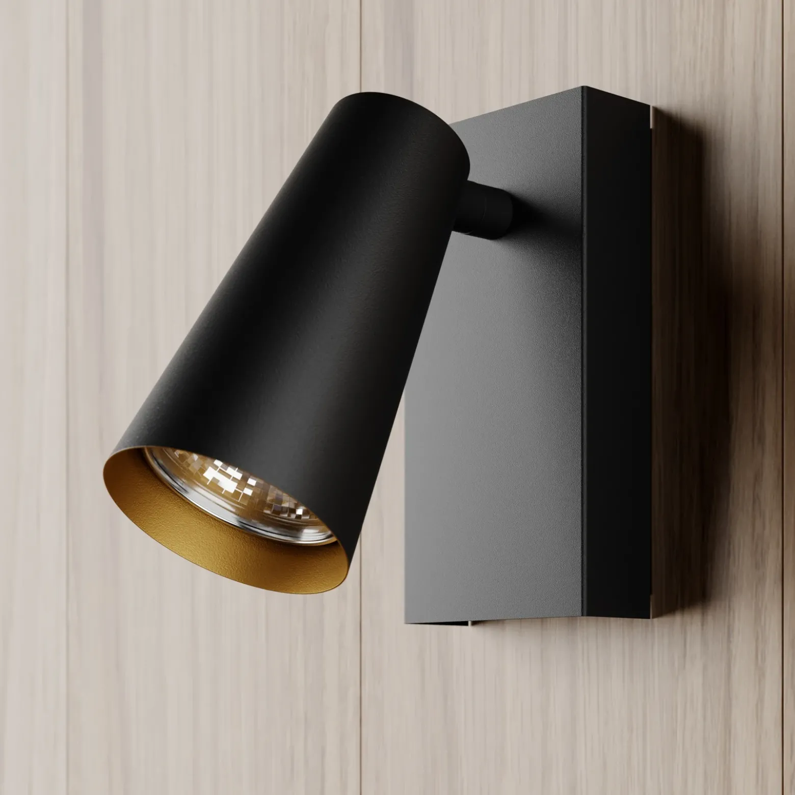 Lucande foco Angelina, negro/oro, metal, 1 luz.