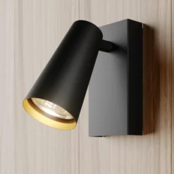 Lucande foco Angelina, negro/oro, metal, 1 luz.